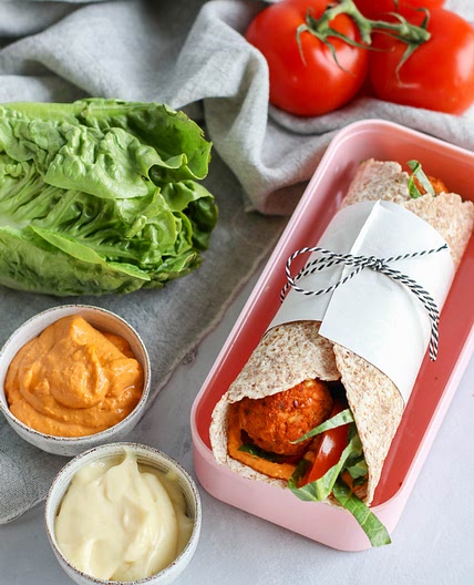 Falafel Wraps with Roasted Garlic Mayo