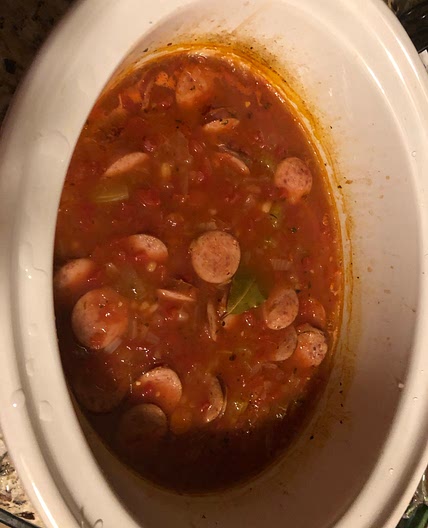Crockpot Smoked sausage barley soup