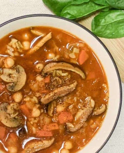 Chunky Vegan Mushroom Soup with Chickpeas and Shiitake Mushrooms