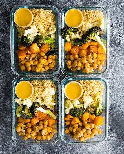 Vegan Roasted Vegetable Meal Prep with Turmeric Tahini Sauce