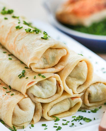 Chicken & Chive Rolled Crepes