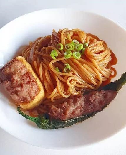 ASIAN-STYLE SPAGHETTI WITH YONG TOW FOO 中式意大利面客家酿豆腐 (HAKKA-STYLE STUFFED TOFU)