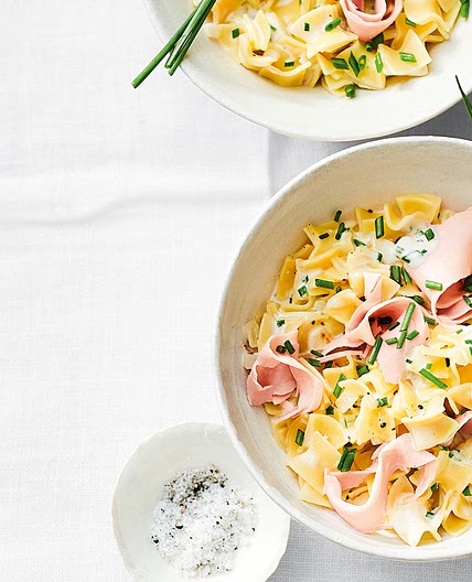 Fleckerl mit Schinken-Obers-Sauce