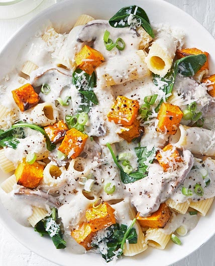 Creamy pumpkin and mushroom pasta recipe