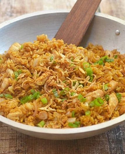 Nasi Goreng and Marinated Chicken