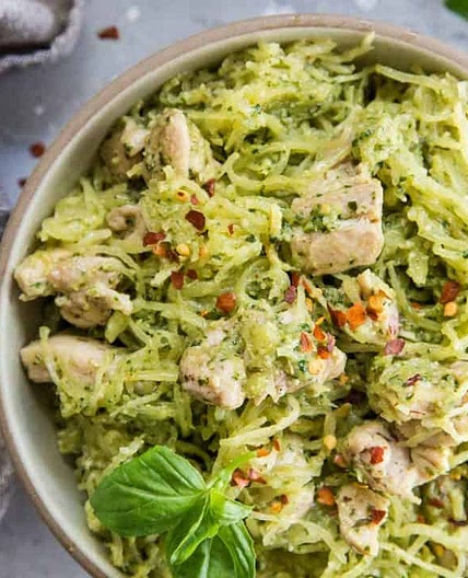 Chicken Pesto Spaghetti Squash