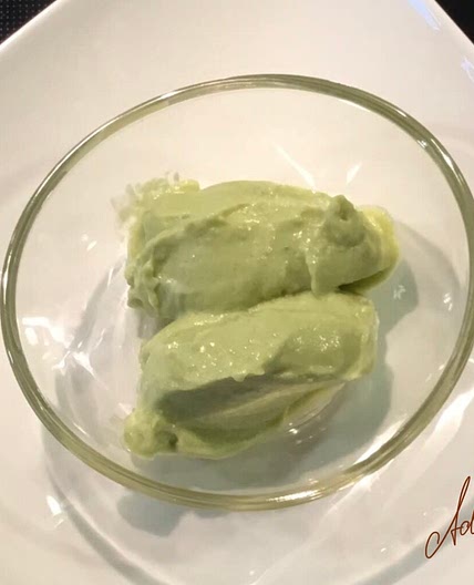 Avocado ice cream and coco milk