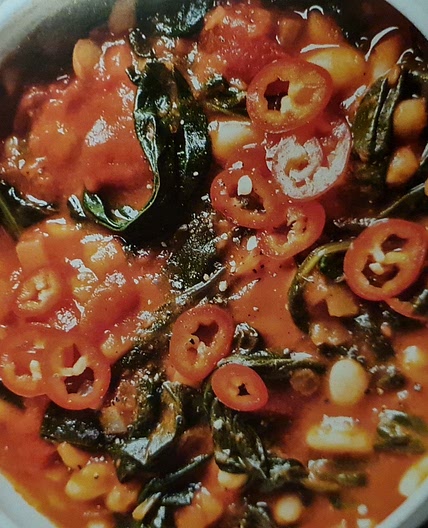 Spiced bean and spinach soup