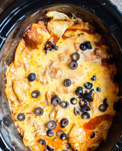 Slow Cooker Chicken Enchilada Casserole
