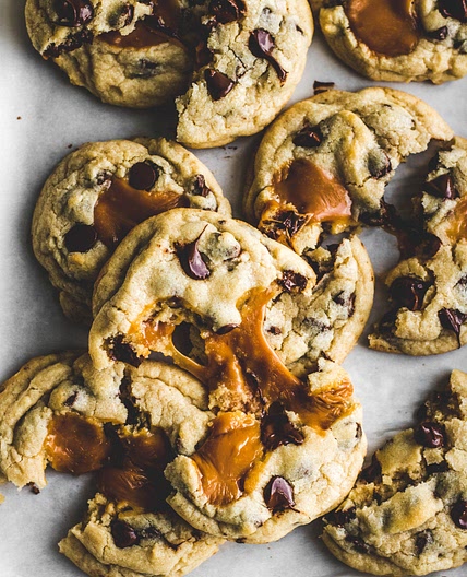 Caramel Stuffed Chocolate Chip Cookies