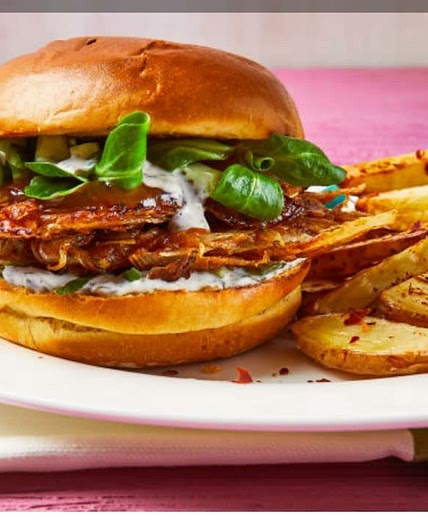 Onion Bhaji Burger With Coconut Raita