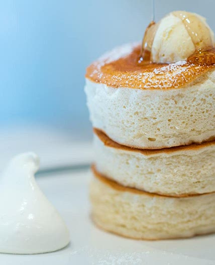 Pancakes with Lemon, Poppy Seeds and Whipped Ricotta + Pears