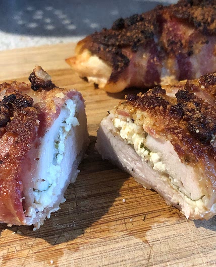 Bacon Wrapped Turkey Breast Stuffed with Spinach and Feta