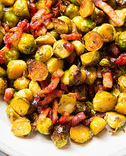 Crispy Brussels Sprouts with Honey and Bacon