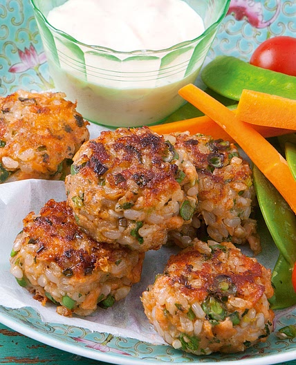 Brown rice and salmon patties