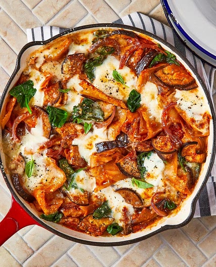 Messy One-Pot Aubergine & Spinach Lasagne