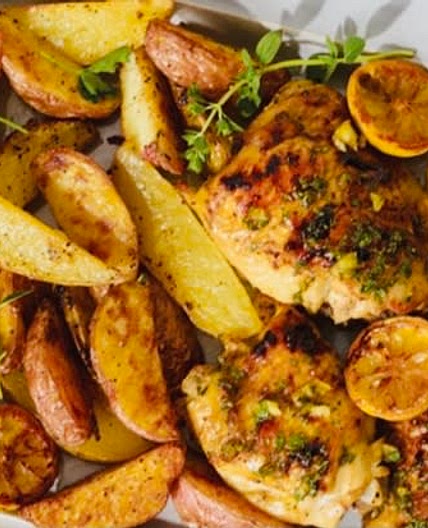 Oven Baked Chicken and Potato, ( دجاج وبطاطا بالفرن)