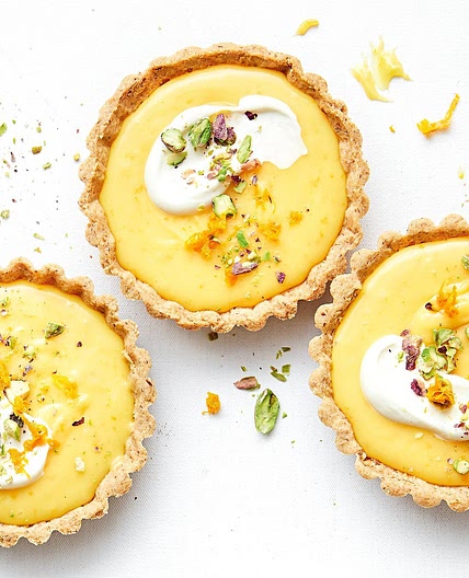 Gluten-free orange curd and pistachio tarts recipe