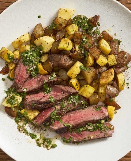 Chimichurri Steak with Summer Squash and Potatoes