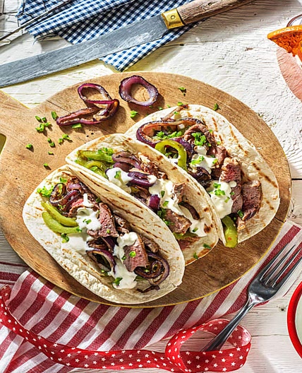 Steak Fajitas on the Grill with Lime Crema and Southwestern Spices