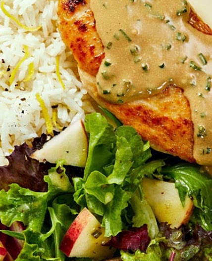 Creamy Chive Chicken with Lemony Rice & Dijon Apple Salad