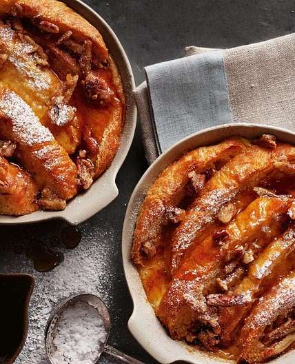 Pecan maple bread and butter puds