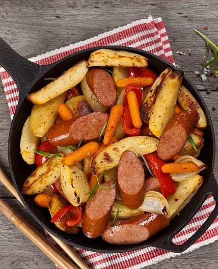 sausage and roasted vegetable bake recipe | Schwartz