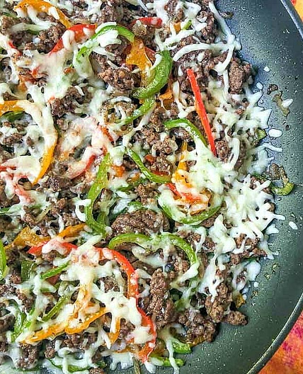 Keto Philly Cheesesteak Skillet using Ground Beef