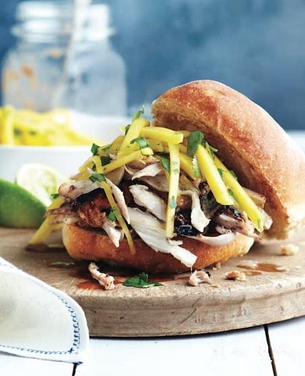 Jamaican Jerk-Chicken Sandwich with Mango Coleslaw