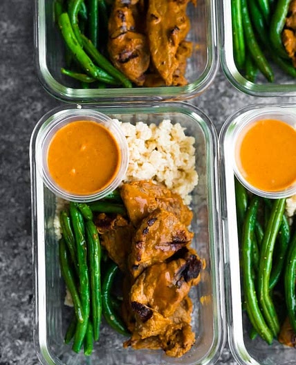 Low Carb Satay Beef Meal Prep Bowls