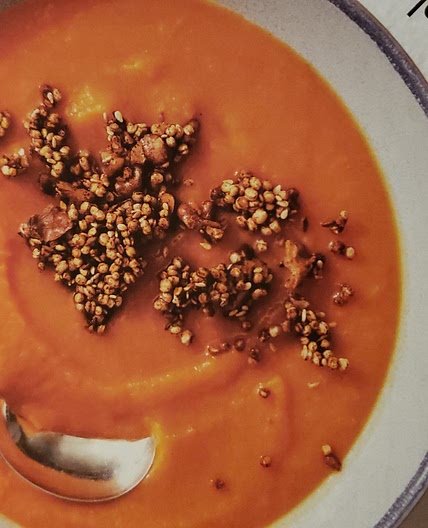 Sweet Potato & orange soup with spicy maple granola.