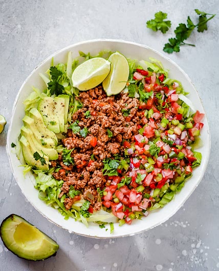 Ground Beef Taco Salad (Whole30, Paleo, Low-carb & Gluten-Free)