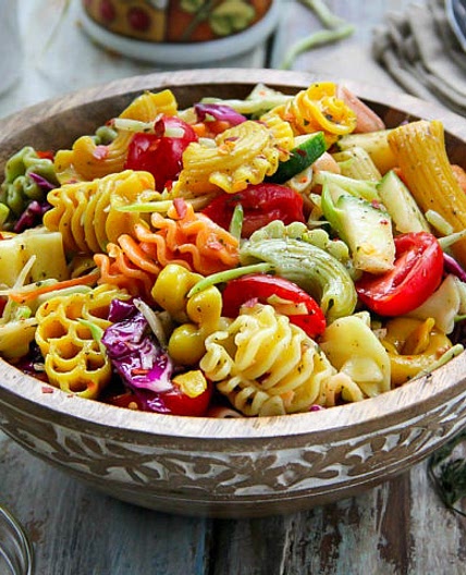 Colorful Pasta Salad with Italian Dressing
