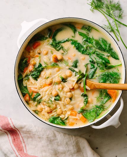LEMON CHICKPEA ORZO SOUP