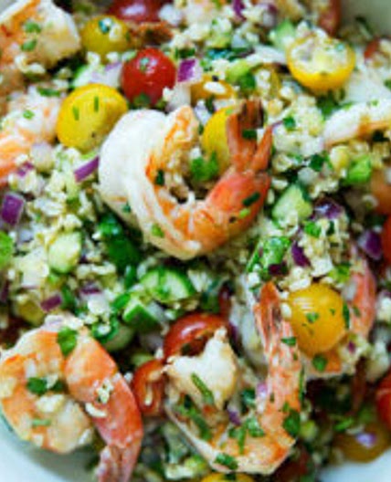 Orange-Lime Tabbouleh with Grilled Shrimp