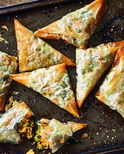 Sweet Potato and Pea Samosas 
