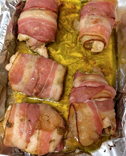 Bacon Wrapped Pesto Chicken