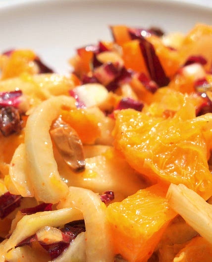 Fennel orange salad with harissa dressing