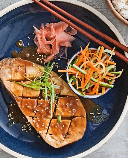 Miso eggplant with pickled vegetables
