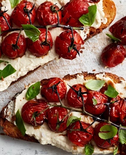 Roasted Tomato and Basil Toast