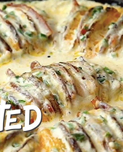 Green Chile Popper Hasselback Potatoes Recipe