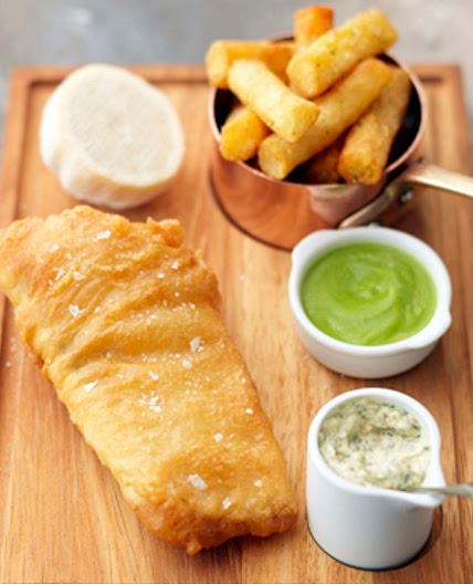 FISH AND CHIPS WITH PEA PUREE - TOM KERRIDGE
