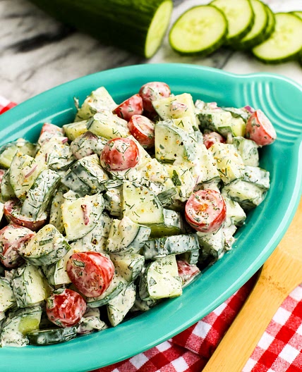 Cucumber Tomato Salad with Creamy Herb Dressing