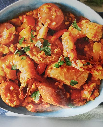 CHICKEN, SHRIMP, AND SAUSAGE JAMBALAYA FROM GRACE BRINTON OF TRU PROVISIONS
