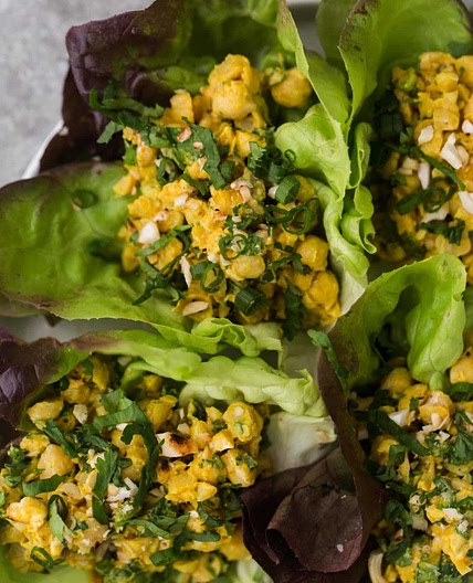 curried chickpea salad lettuce wrap