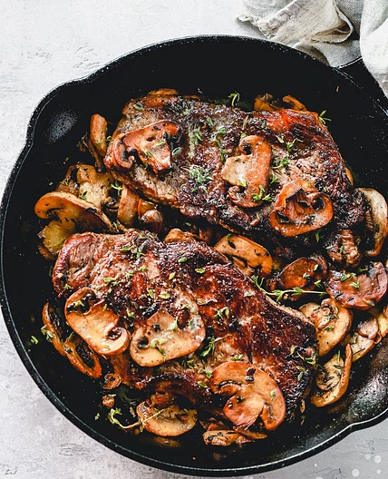 Pan Seared Steak with Mushrooms