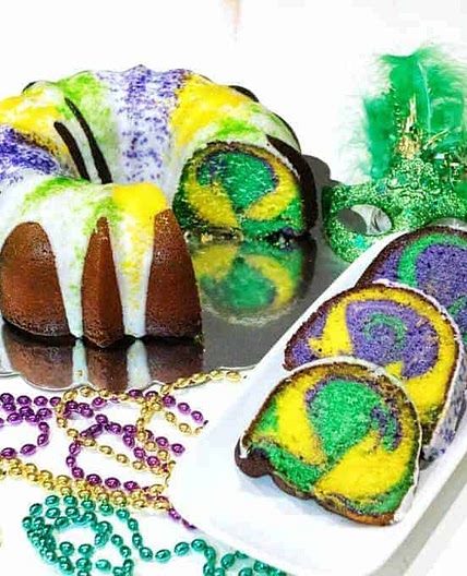 Mardi Gras Lemon Bliss Bundt Cake
