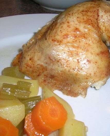 Hähnchen (knusprig)aus dem Bratschlauch mit viel leckerem Gemüse (lecker und kalorienarm)