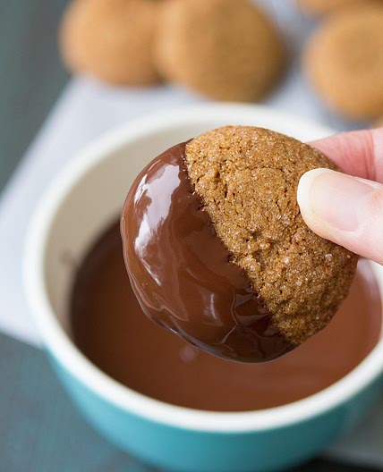 Chocolate Dipped Molasses Cookies