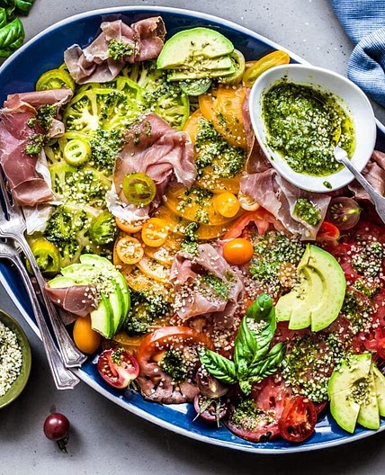 Heirloom Tomatoes, Prosciutto and Pesto Salad | PrimalGourmet